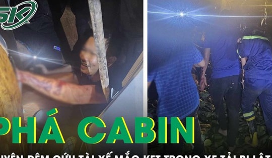 Hàng chục chiến sĩ công an xuyên đêm phá cabin cứu tài xế bị mắc kẹt trong chiếc xe bị lật