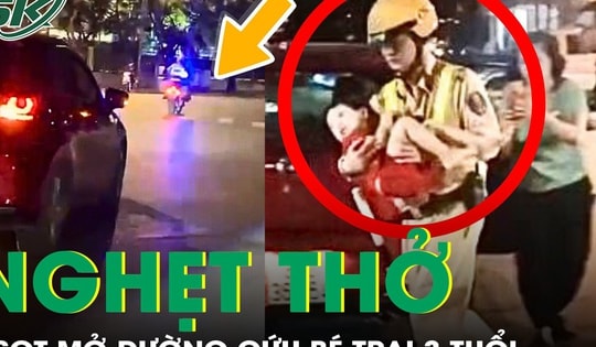 Nghẹt thở hành trình 10 phút CSGT mở đường cứu bé trai 3 tuổi hóc dị vật