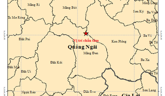 Liên tiếp nhiều trận động đất xảy ra ở Quảng Ngãi