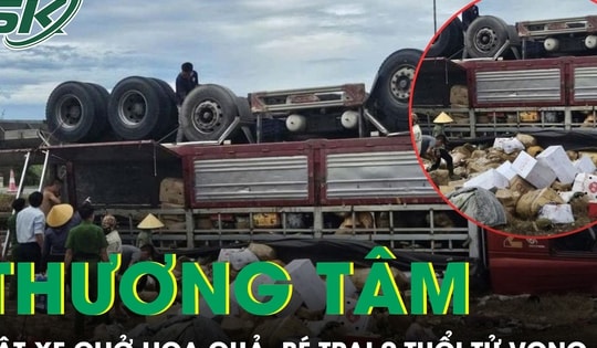 Lật xe chở hoa quả trên quốc lộ 1, bé trai 9 tuổi tử vong thương tâm