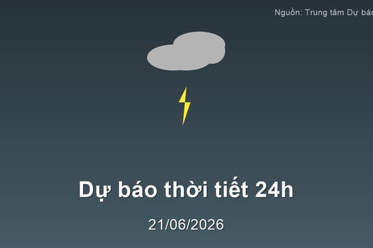 Thời tiết đất liền 24h tới (22/06/2026): Bắc Bộ nắng nóng gay gắt, Nam Bộ mưa dông