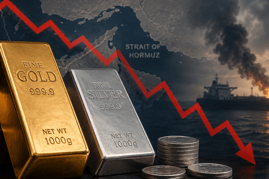 Giá vàng, bạc thế giới lao dốc do eo biển Hormuz nóng trở lại