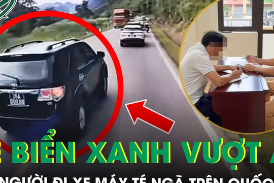 Xử phạt tài xế xe biển xanh vượt ẩu ở Sơn La làm người đi xe máy té ngã, sau phản ánh trên mạng xã hội