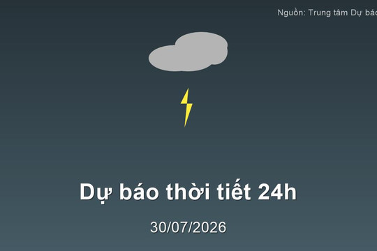 Dự báo thời tiết đêm nay và ngày mai (31/07/2026): Bắc Bộ mưa dông rải rác, Nam Bộ có nơi mưa rất to