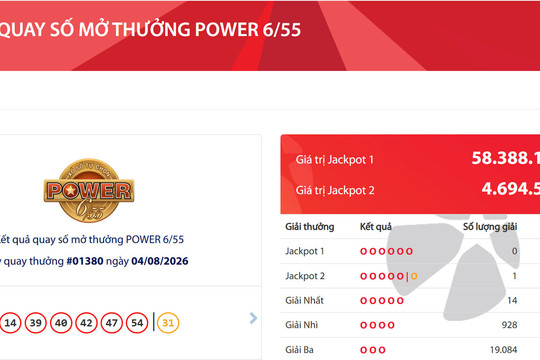 Vietlott tìm thấy vé số trúng Jackpot 2 trị giá gần 4,7 tỷ đồng