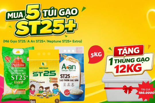 Cách mua gạo ST25 giảm giá sâu tặng kèm thùng đựng 12kg