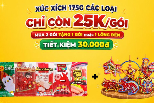 Cách săn ưu đãi xúc xích mua 2 tặng 1 và nhận lồng đèn Trung Thu trên Bách hóa XANH Online