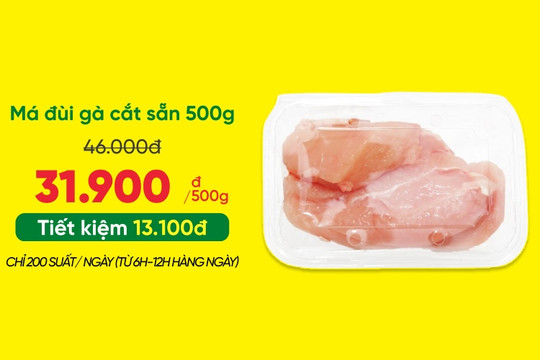 Mẹo săn deal má đùi gà cắt sẵn giá chỉ 31.900 đồng khung 6h-12h trên app Bách hóa XANH