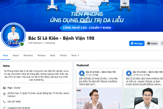 Dùng thương hiệu Bệnh viện 198 quảng cáo phòng khám da liễu