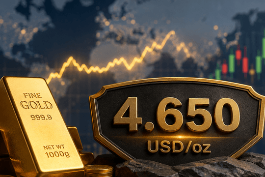 Giá vàng thế giới sáng 26/8 giữ vững mức trên 4.650 USD