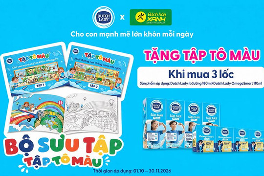 Cách săn quà tặng tập tô màu độc quyền cho bé khi mua sữa Dutch Lady tại Bách hóa XANH