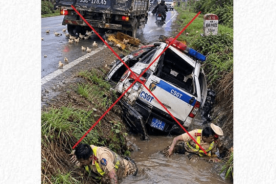 Công an lên tiếng về bức ảnh CSGT gặp nạn dưới mương đang lan truyền trên mạng