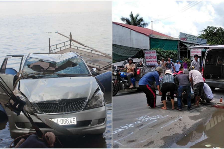 Tin tức TNGT ngày 7/6/2019: Ô tô 7 chỗ chở 3 người lao xuống sông Cổ Chiên khi qua phà