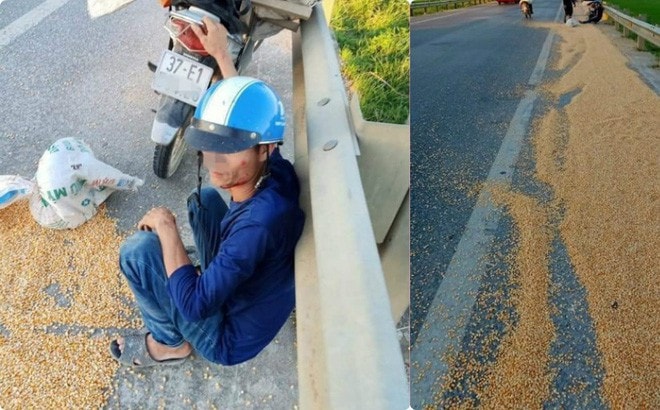 Người phụ nữ ngã ra đường vì đi vào đoạn đường phơi thóc trơn trượt gây tranh cãi MXH