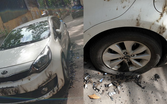 Ô tô bị đổ xăng đốt cháy loang lổ ở Hà Nội, nghi là để dằn mặt chủ xe