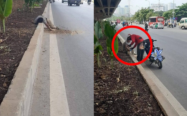 Thấy người vô gia cư nằm lả bên đường, tài xế xe ôm có hành động gây xúc động