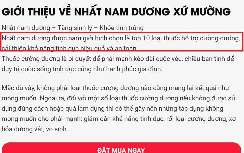 Nhiều thông tin quảng cáo lừa dối sản phẩm Nhất Nam Dương là thuốc điều trị yếu sinh lý