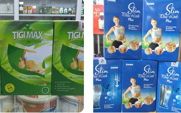 Sản phẩm Slimming Tigi Max 28, Slim Phục Linh Plus chứa chất cấm Sibutramine