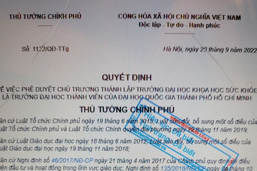  Thành lập trường Đại học Khoa học Sức khỏe TP.HCM