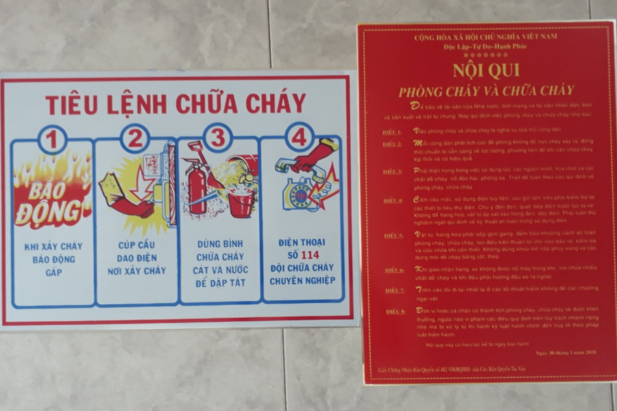 Các mẫu bảng nội quy phòng cháy chữa cháy mới nhất