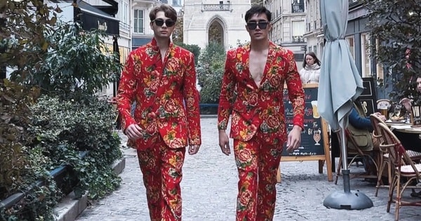 Chàng trai gây sốt khi mặc âu phục họa tiết "chăn con công" tại Pháp