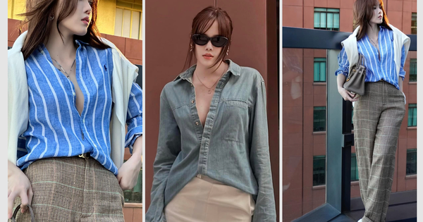 Thiều Bảo Trâm lăng xê mốt sơ mi 'no bra' khoe vòng 1 lấp ló