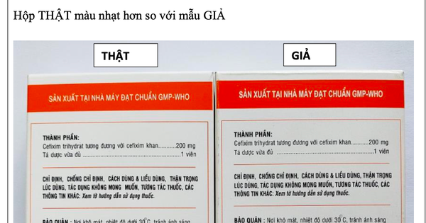 Phát hiện thuốc kháng sinh Cefixim 200 giả, nhãn ghi Công ty Dược Cửu Long sản xuất