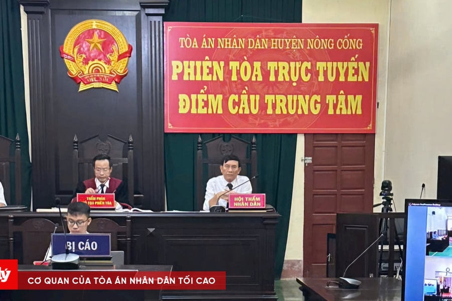 TAND huyện Nông Cống tổ chức phiên tòa trực tuyến kết nối với 27 điểm cầu