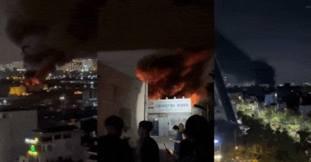 Cháy lớn tại xưởng may ở Hoài Đức, nhiều xe chữa cháy được huy động