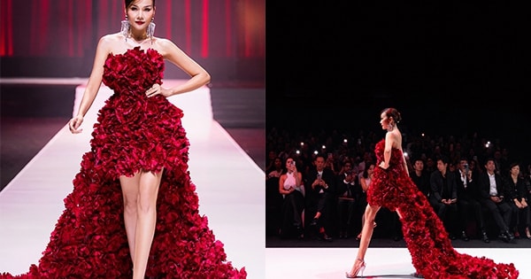 Người đẹp sở hữu đôi chân dài 1,12m khoe sắc trong đầm đỏ khiến fan choáng ngợp