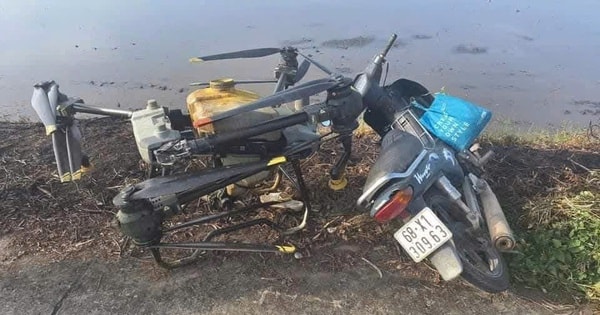 Va chạm với máy bay không người lái đang phun thuốc, người đi xe máy tử vong thương tâm