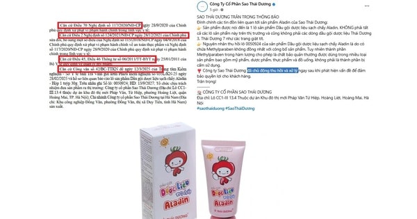 Sao Thái Dương có dấu hiệu bịa đặt thông tin vụ thu hồi Dầu gội Aladin?