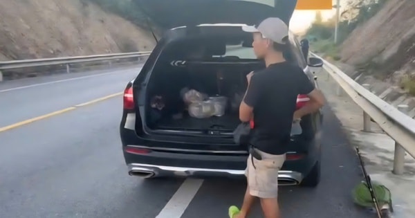 Xử lý tài xế dừng ô tô trên cao tốc để đi câu cá