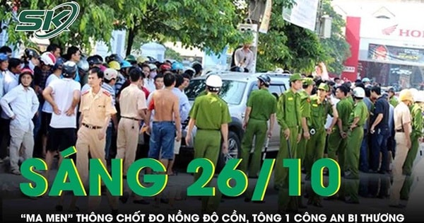 Sáng 26/10: 'Ma men' say xỉn lái xe máy thông chốt đo nồng độ cồn, tông 1 cán bộ công an bị thương