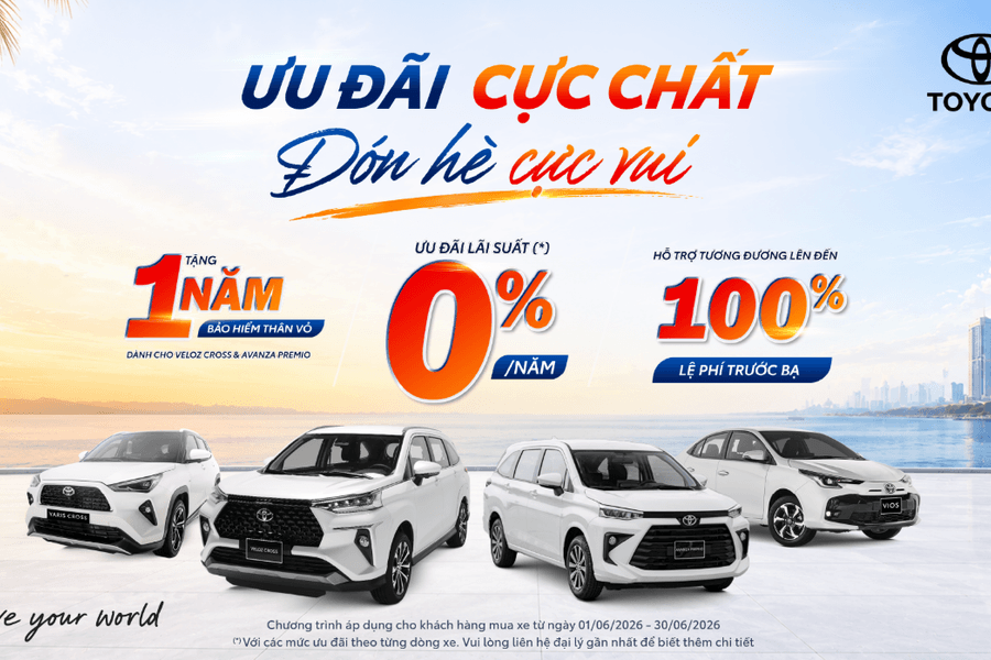 Đón hè cùng Toyota: Ưu đãi đến 100% lệ phí trước bạ