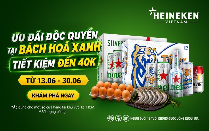 Cách nhận ưu đãi mua bia tặng quà và tiết kiệm 40.000 đồng tại Bách hóa XANH