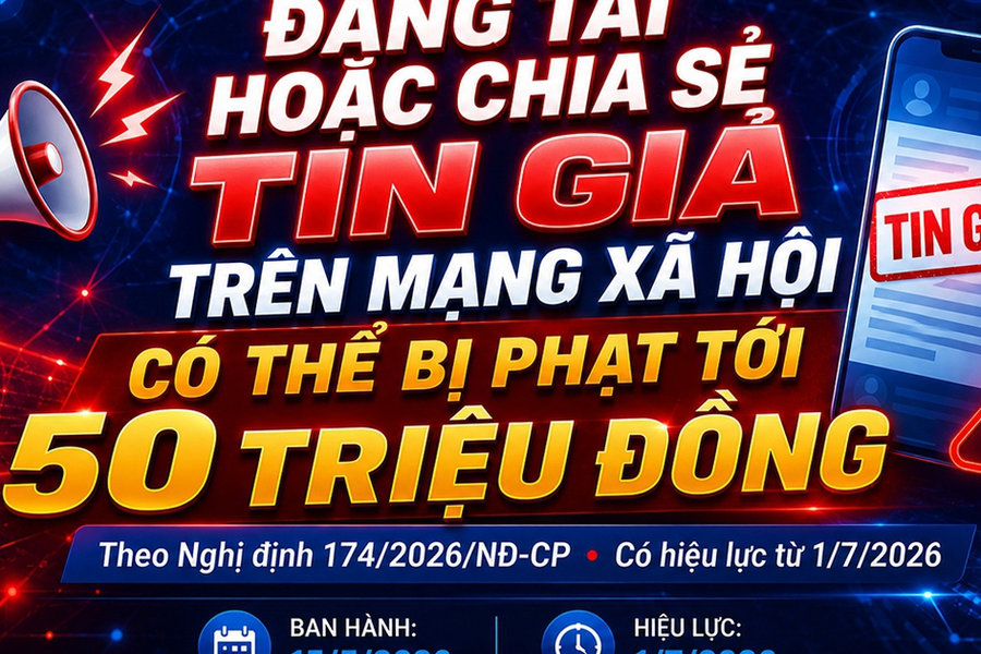 Đăng tải hoặc chia sẻ tin giả trên mạng xã hội có thể bị phạt tới 50 triệu đồng