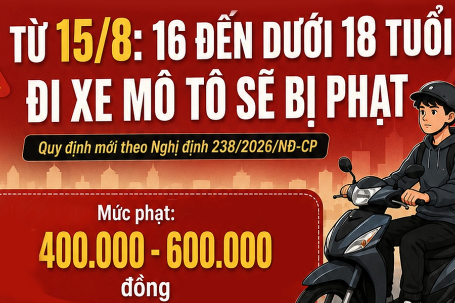 Quy định mới về xử phạt người từ đủ 16 tuổi đến dưới 18 tuổi điều khiển xe mô tô