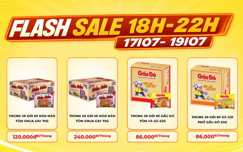 Mẹo săn thùng mì Hảo Hảo và Gấu Đỏ giảm giá đến 30.000 đồng tại Bách hóa XANH