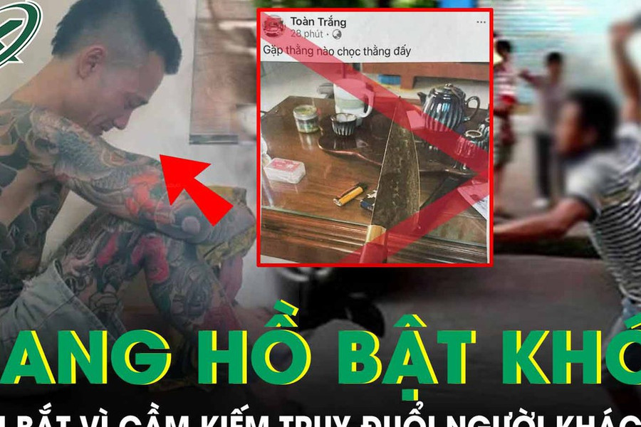 ‘Giang hồ mạng’ bật khóc khi bị công an bắt vì cầm kiếm truy đuổi người đi đường sau va chạm giao thông