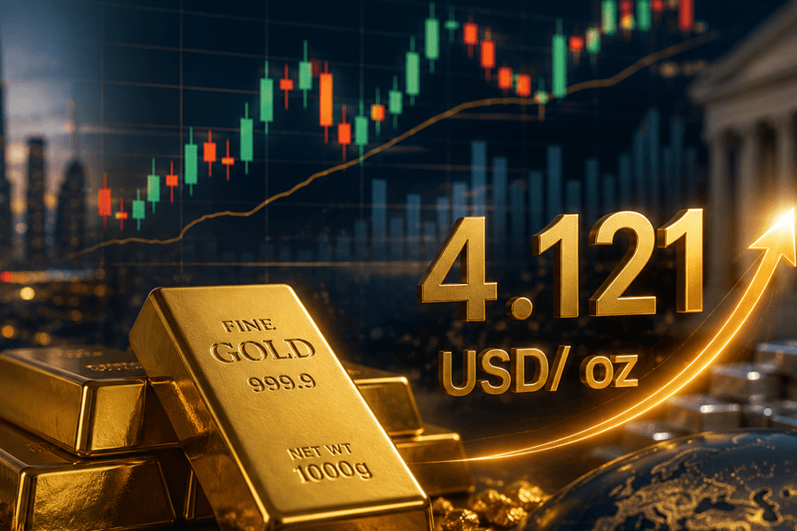 Giá vàng thế giới lấy lại mốc 4.100 USD sáng 27/7