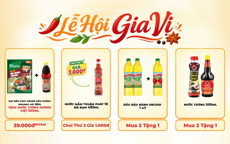 Cách săn gia vị giá 1.000 đồng và ưu đãi mua 1 tặng 1 tại Bách Hóa XANH
