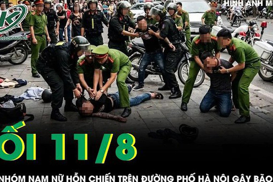 Tối 11/8: Nhóm nam nữ 'hỗn chiến' kinh hoàng trên đường phố Hà Nội