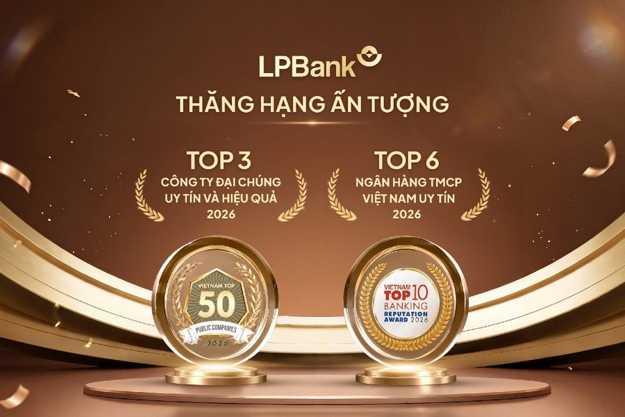 LPBank vươn lên Top 3 công ty đại chúng uy tín năm 2026 với tài sản đạt 615.502 tỷ đồng